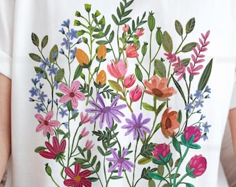 Colorful Wildflowers Shirt, Boho Cottagecore Shirt, Botanical Floral Tee Wildflowers Shirt Gift for Gardener Floral Shirt, Gift for her