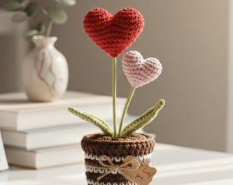 Crochet Heart Plant, Anniversary Gift, Valentines Amigurumi, Crochet Gift For Him, Tree Decorations