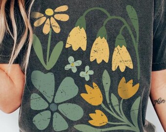 Boho Cottagecore Tshirt, Lily Of The Valley T shirt, Vintage Flowers Shirt, Botanical Floral Tee, Gift for Gardener, Wildflower Oversized