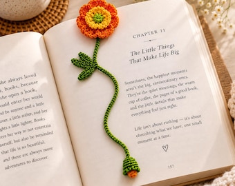 Mini Bee Bookmark, Sunflower Bookmark, Crochet Bookmark, , Gift for Book Lover, Gift for Teacher, Back to School Gift, Plant Lover Gift