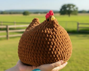 Henrietta grote gehaakte kip – handgemaakte knuffelkip knuffel | Amigurumi knuffeldier boerderijdier cadeau