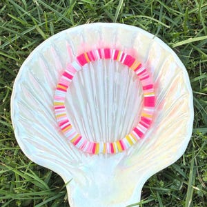 Raspberry Lemon Sorbet Clay Bead Bracelet