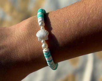 Seafoam Tides Clay Bead Bracelet