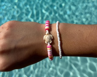 Hot Pink Sunrise Turtle Bracelet Set