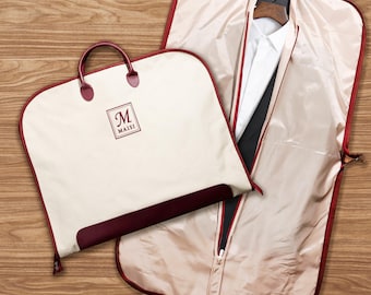 Embroidered Name Suit Bag Groomsmen Gift, Custom Suit Bag, Leather Handle Garment Bag, Father of Groom, Oxford Cloth Suit Bag, Best Men Gift