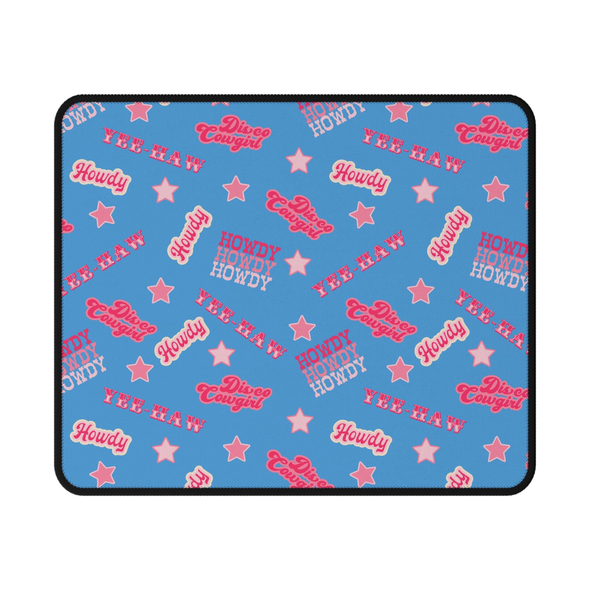 Yee Haw Pink Cowgirl Mouse Pad - Western Disco Themed Desk Mat For Office & Gaming