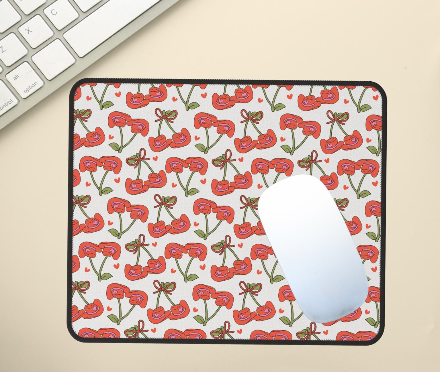 Yee Haw Pink Cowgirl Mouse Pad - Western Disco Themed Desk Mat For Office & Gaming