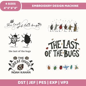 Set 6 Het laatste van de insecten borduurpatroon, Het Divide Tour borduurpatroon, Geborduurde insectenliefhebber, Cottagecore insect, NK Merch Concert