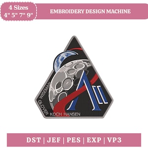 Artemis II Back To The Moon 2026 Embroidery Design,Rocket Orbit Embroidery File, Earth Moon Space Embroidery Pattern,Space Travel Embroidery