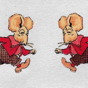 4 Pairs of Mice &quot;Mouse Running&quot; Vintage Transfer Decals Traditional Retro Designs Nursery Decoration