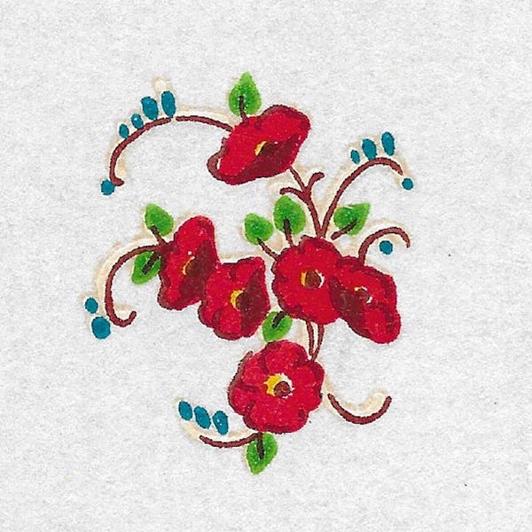 10 Red POPPY Spray Shabby Chic VINTAGE Jewellery / Upcycling Decals Transfers Unique Retro hand-drawn Wild Flowers