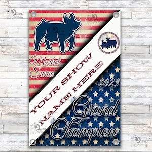 Livestock Grand Champion Showmanship Award Banner. County Fair. Jackpot. Trophy. Stall Herdsmanship. Buyer Gift. Breeder. Cattle. Sheep. Pig