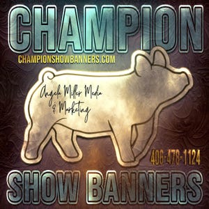 Livestock Grand Champion Showmanship Award Banner. County Fair. Jackpot. Trophy. Stall Herdsmanship. Buyer Gift. Breeder. Cattle. Sheep. Pig
