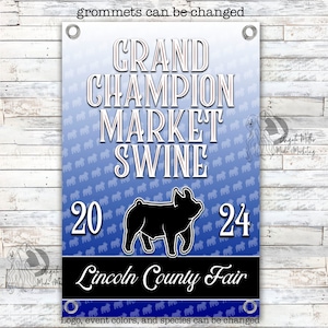 Livestock Grand Champion Showmanship Award Banner. County Fair. Jackpot. Trophy. Stall Herdsmanship. Buyer Gift. Breeder. Cattle. Sheep. Pig