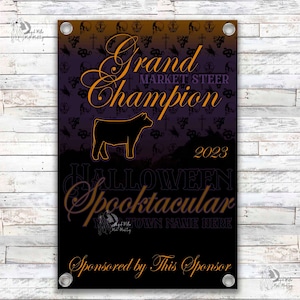 Livestock Grand Champion Showmanship Award Banner. County Fair. Jackpot. Trophy. Stall Herdsmanship. Buyer Gift. Breeder. Cattle. Sheep. Pig