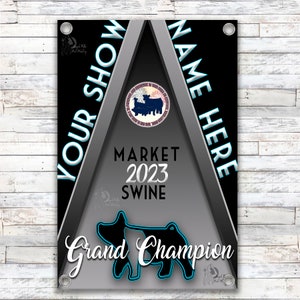 Livestock Grand Champion Showmanship Award Banner. County Fair. Jackpot. Trophy. Stall Herdsmanship. Buyer Gift. Breeder. Cattle. Sheep. Pig