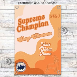 Livestock Grand Champion Showmanship Award Banner. County Fair. Jackpot. Trophy. groovy Herdsmanship. Buyer. Breeder. Stockshow. Stock show