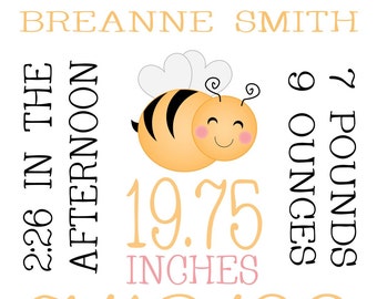 Custom Birth Print - Little Bee