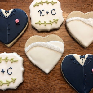 Wedding Cookies, Bridal Shower Cookies, Engagement cookies, Decorated Sugar Cookies
