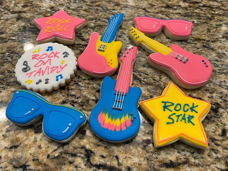 Rock and Roll Birthday Cookies, Rock and Roll Cookies - Etsy