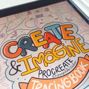 Creativity Procreate Tracing Book "Create & Imagine" 20 Positive Affirmation Pages to Trace and Practice Workbook + 6 Procreate Brushes M092 image 2