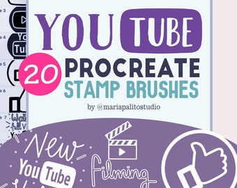 YouTube Procreate Stamp Brushes Marketing for Youtubers Social Media Icons Youtube Channel Stamps M045