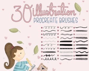 30 Procreate Brushes for Beginners and Advance Artists, Illustration inking, LineArt, drawing, Texture and Coloring Brush Pack M011-2
