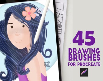 45 DRAWING Procreate BRUSHES for Digital Drawing, Lineart, Illustration, Inking and Texture Brushes for your Ipad Drawing | M029