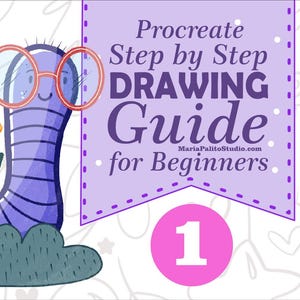 Cómo dibujar un gusano adorable: tutorial en Procreate (PDF), paso a paso, guía de arte digital para principiantes, lección de dibujo para iPad, descarga instantánea.