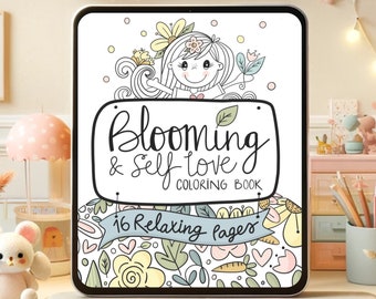 Self-Love Procreate COLORING Book 16 Coloring Pages Chibi Style for Anxiety Adult Coloring Beginner Procreate Learning M001