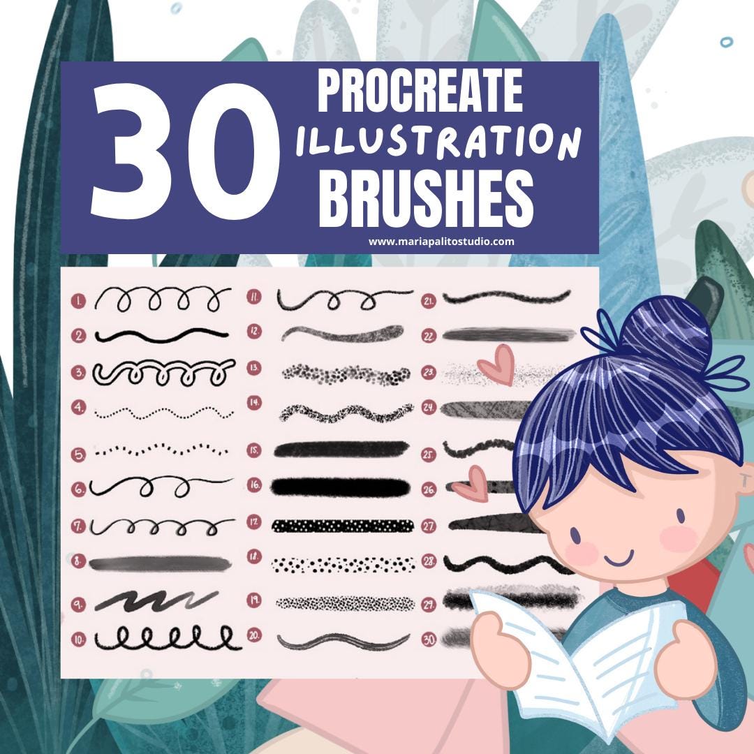 30 Procreate Brushes for Beginners and Advance Artists, Illustration ...