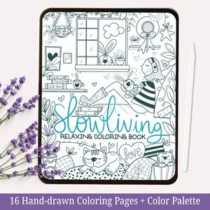 2 Hand-Drawn Procreate Coloring books with 2 Color Palettes Relaxing iPad Coloring Book Set to Reduce Anxiety Activity ADHD M006 image 3
