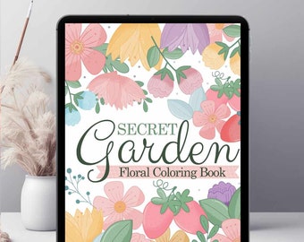 PROCREATE COLORING Book "Secret Garden" 16 Digital Coloring Book or Print use, Relaxing Digital Coloring Book Adults or Kids M046