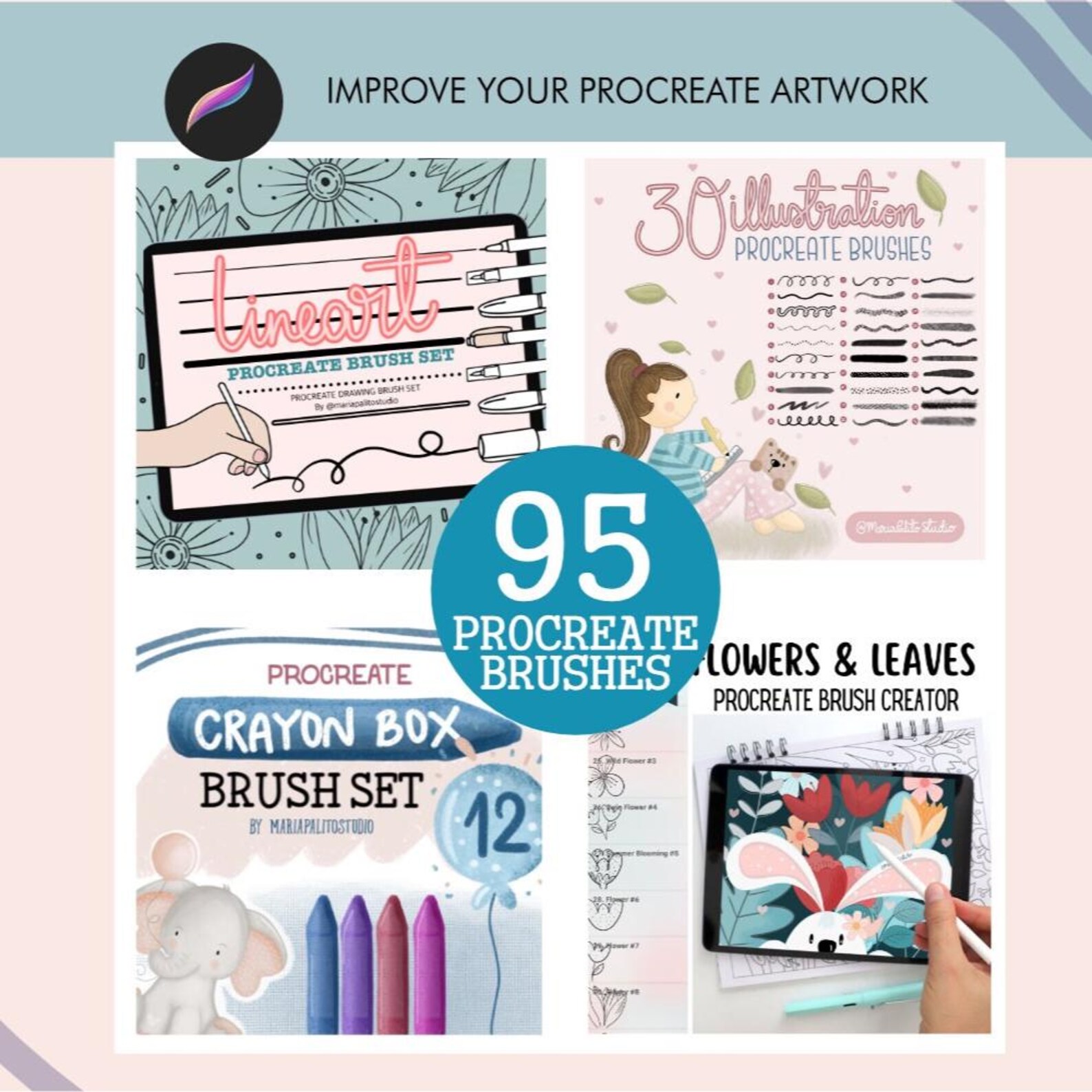 Procreate Brush Bundle — 95 Drawing Brushes for Lineart, Inking and ...