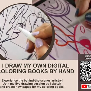 2 Hand-Drawn Procreate Coloring books with 2 Color Palettes Relaxing iPad Coloring Book Set to Reduce Anxiety Activity ADHD M006 image 4