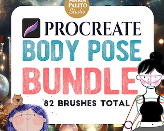 PROCREATE Body Pose Bundle Drawing Tool: Pose & Proportion Creator, Anatomy, Articulated human beginner body drawing Set M086