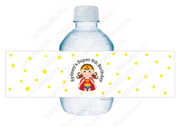 Wonder Woman Water Bottle Labels, 5 Personalized Superhero Party Birthday Party Labels, Wonderwoman Labels A1299 Il_570xn