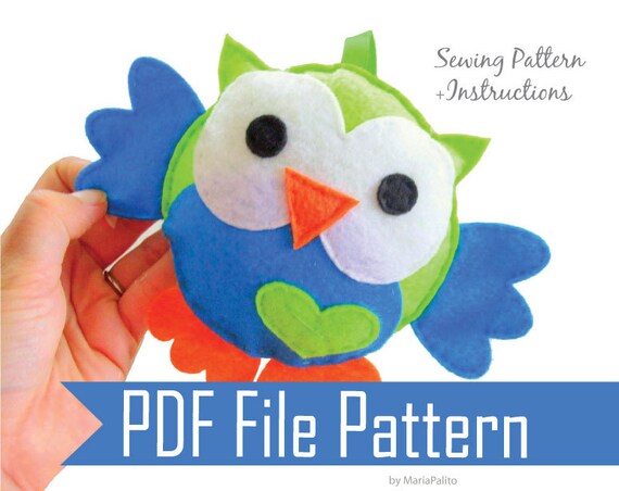Owl Pattern Felt Owl Plush Toy Patttern Pdf Pattern Owl Toy