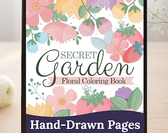 Hand-Drawn Procreate Coloring Book Secret Garden 16 Digital Coloring Book or Print use, Relaxing Digital Coloring Book Adults or Kids M046-1