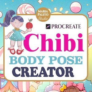 Chibi Pose Procreate Drawing Tool Beginner Body Drawing Set Articulated Human Anatomy Creator Pose & Proportion Guide M079 image 1