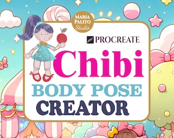 Chibi Pose Procreate Drawing Tool | Beginner Body Drawing Set | Articulated Human Anatomy Creator | Pose & Proportion Guide M079