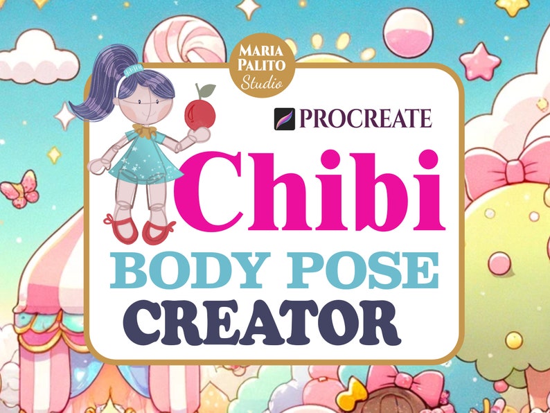 Chibi Pose Procreate Drawing Tool Beginner Body Drawing Set Articulated Human Anatomy Creator Pose & Proportion Guide M079 image 1
