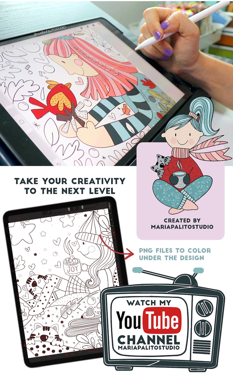 Cozy Digital Coloring Book Procreate Coloring Pages for Adults Etsy