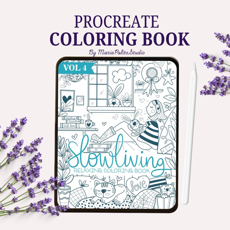 4 Handdrawn Coloring Books BUNDLE for Procreate Coloring Pages for