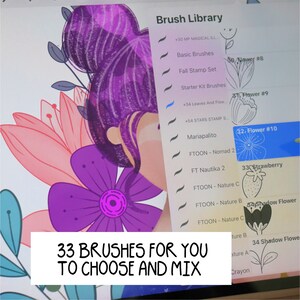 33 Floral Procreate Stamps Brushes Digital Art Brushes for Beginner ...