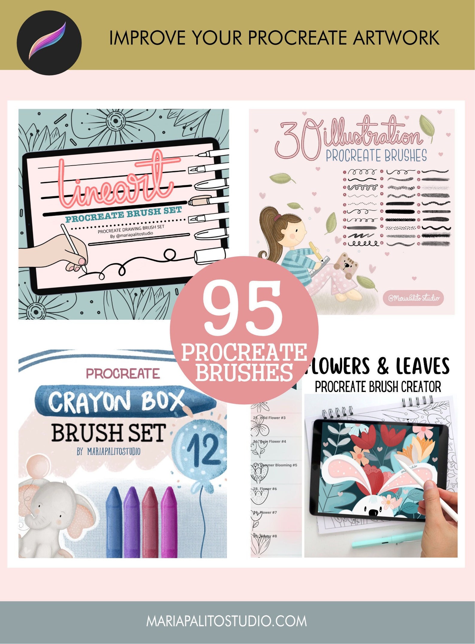 Procreate Brushes BUNDLE for Digital Drawing Texture Lineart Inking ...