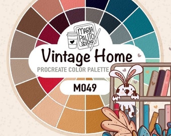 Procreate Color Palette "VINTAGE HOME" Premade Colors for Coloring and Cute Illustration Drawing Valentines Color Palette M049