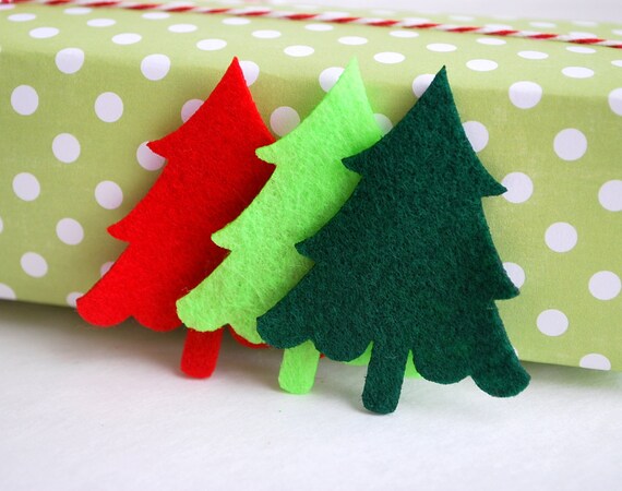 24 Felt Trees, Die cut , 24 Christmas Tree Die Cut, 2.5 inches, Felt Christmas Tree, Value Pack A664 Il_570xn