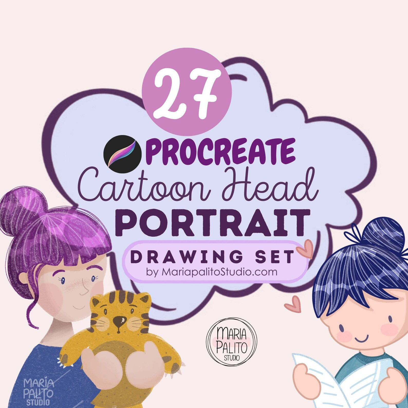 27 Procreate Cartoon Head Portrait Drawing Set Procreate Brushes Set Head  Templates Character Design Cartoon Drawing M024 