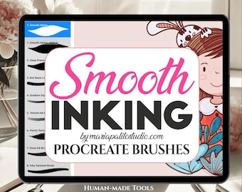 Smooth Inking Procreate Brushes for Lineart 20 Hand-Made Brushes for iPad Beginners M042